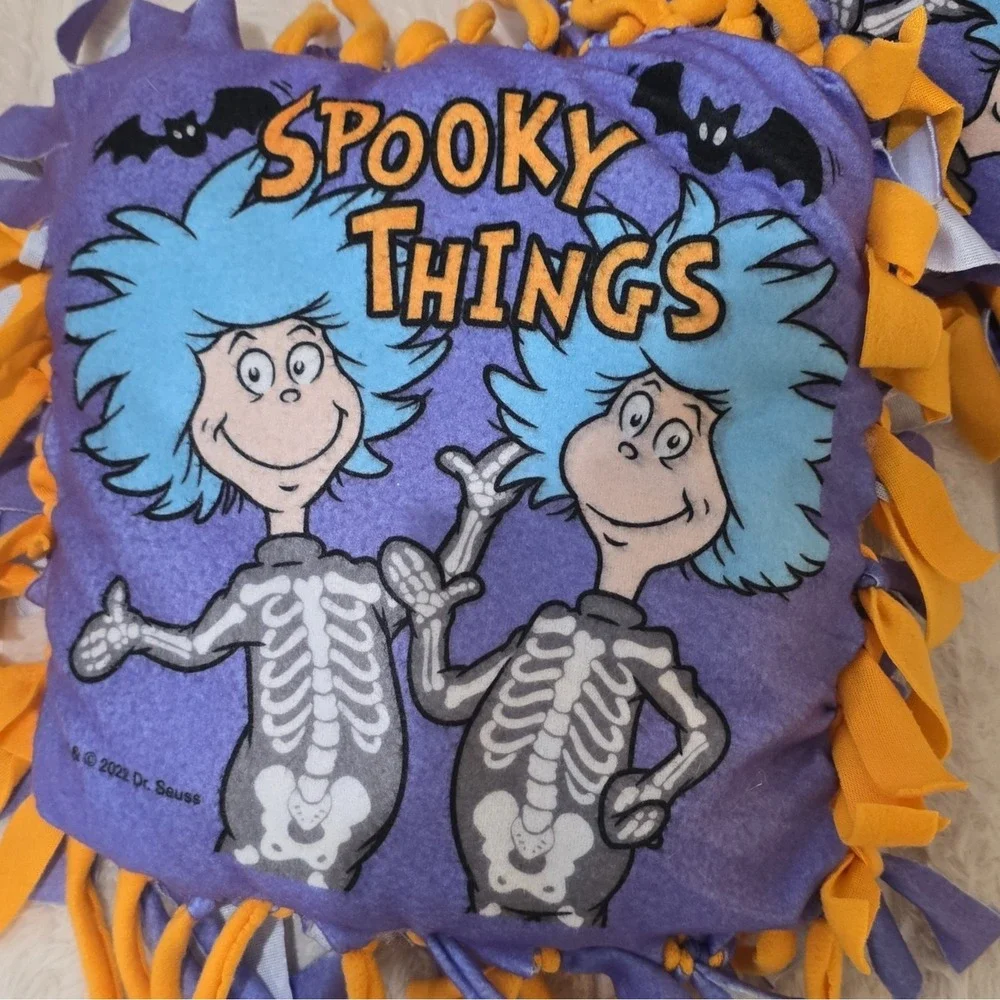 Dr. Seuss Thing 1 & Thing 2 Halloween Fleece Fringed Double-Sided Pillows